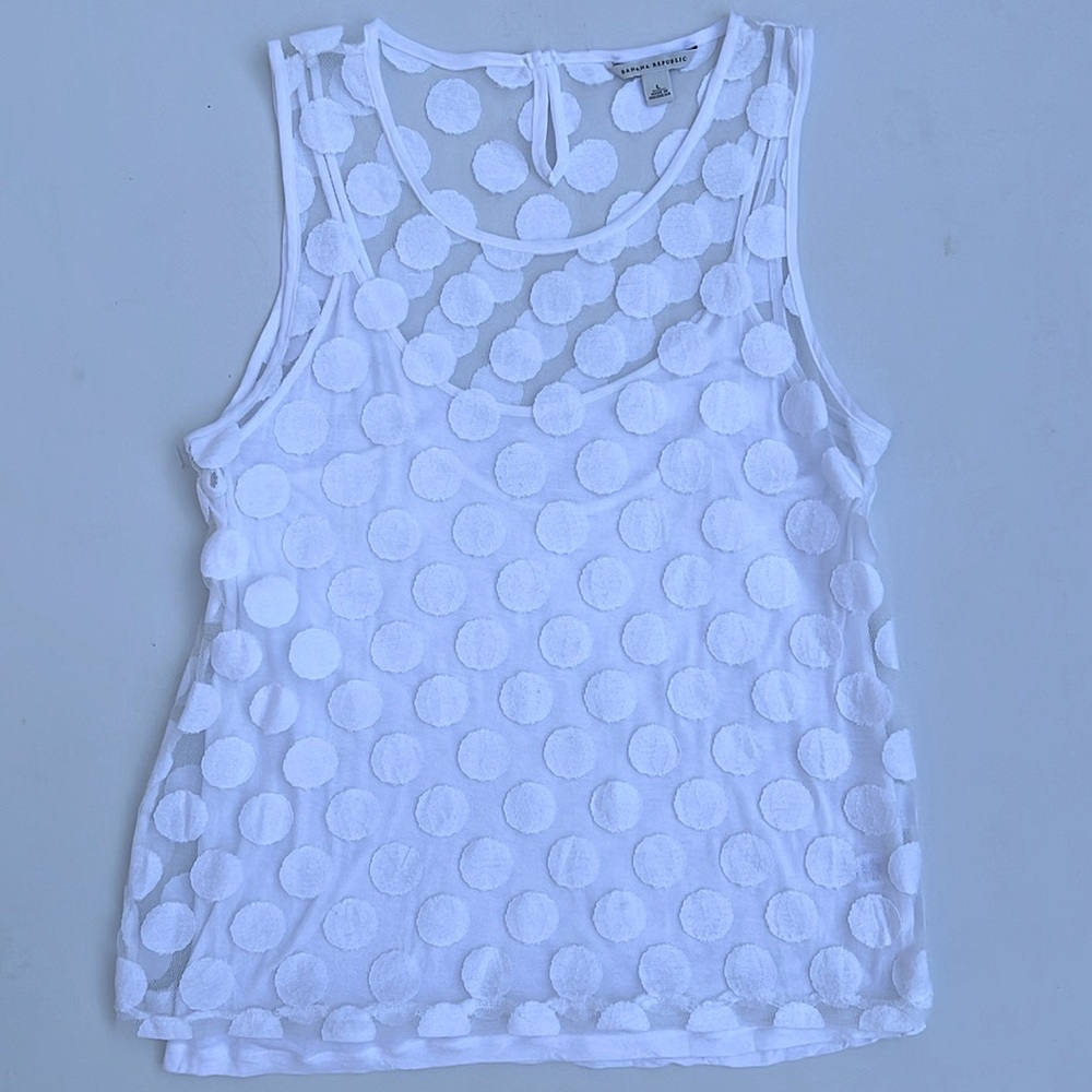 ⚪️Banana Republic dotted s/l tank⚪️